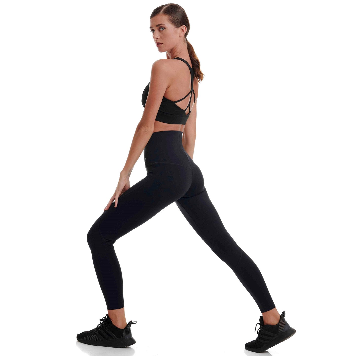 Walk - Laser Cut Compression Sports Leggings Black